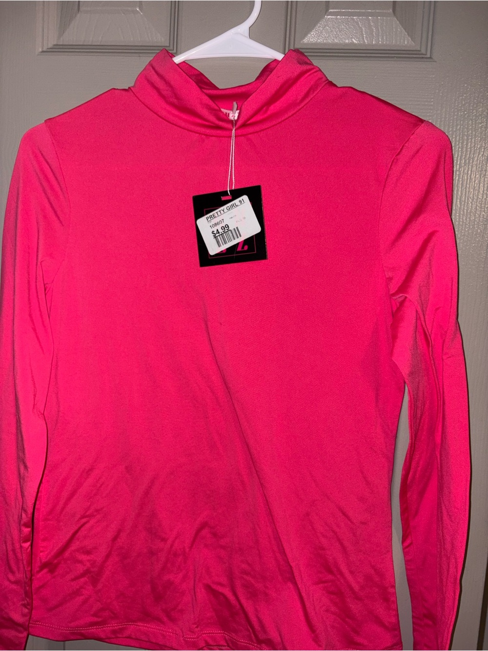 Hot Pink Long Sleeve Mock Neck Top